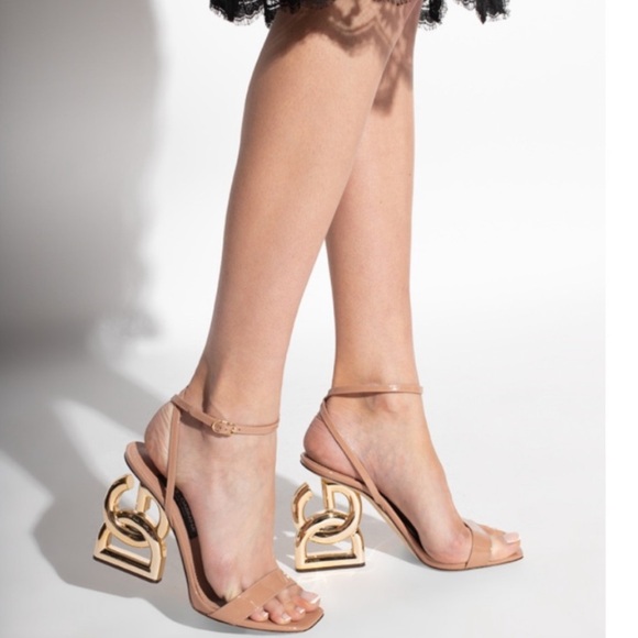 Dolce & Gabbana Beige and Gold Strappy Heels - Picture 2 of 12